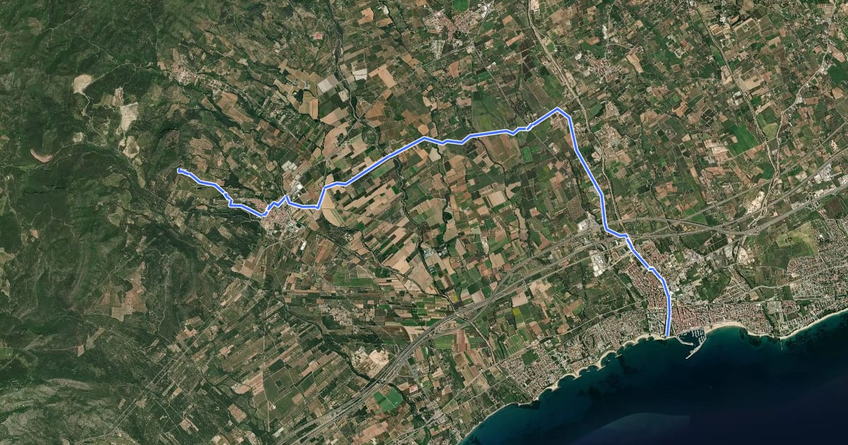 Маршрут GR 192 Camí del Vent - Etapa 1 на спутниковом снимке