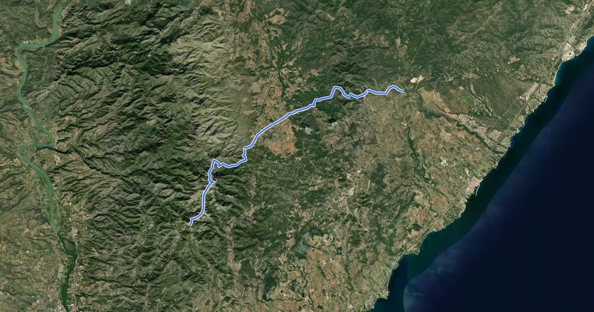 Маршрут GR 192 Camí del Vent - Etapa 4 на спутниковом снимке