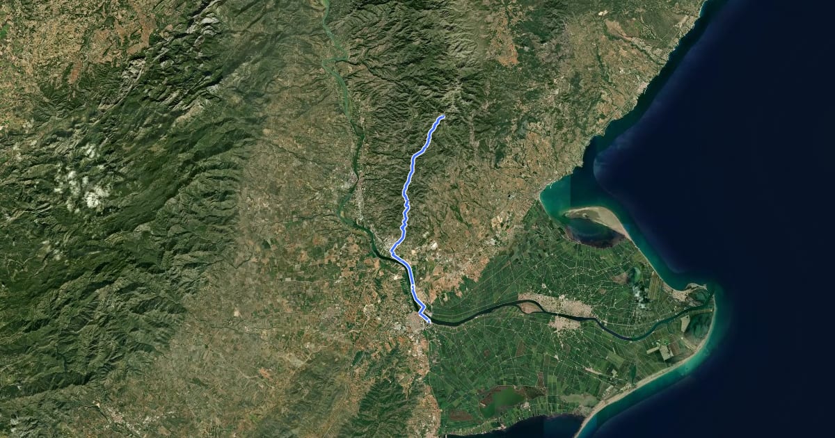 Маршрут GR 192 Camí del Vent - Etapa 5 на спутниковом снимке