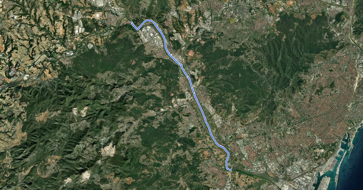 Маршрут GR 270 Camí del Llobregat - Etapa 8 на спутниковом снимке