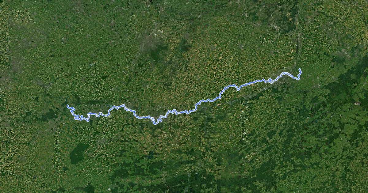 Маршрут GR 412 Sentier des Terrils на спутниковом снимке