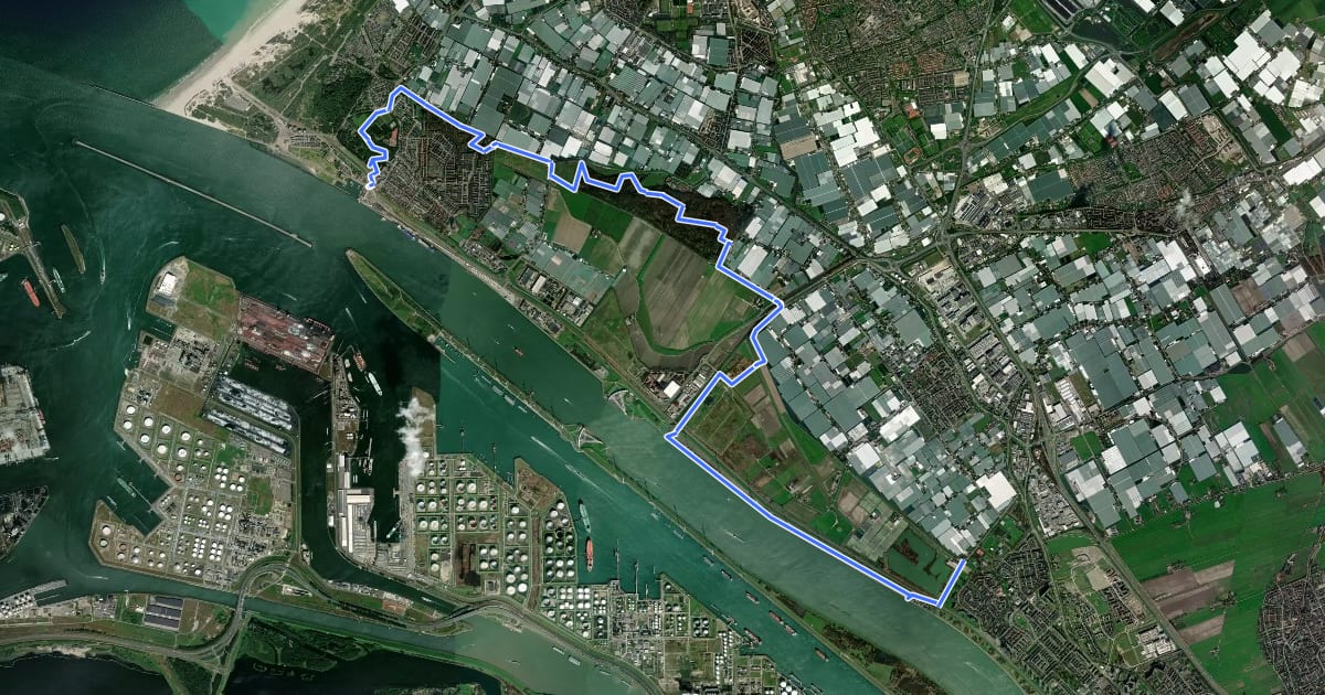 Маршрут GR 5 NL - 1 - Hoek van Holland-Maassluis Oranjeplassen на спутниковом снимке