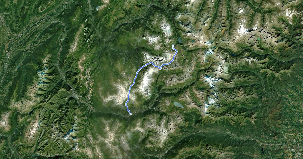 Маршрут GR 55 La Vanoise на спутниковом снимке