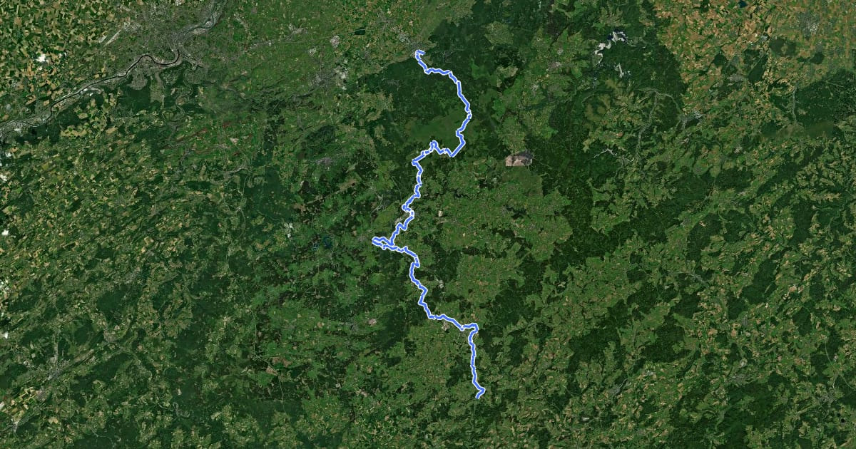 Маршрут GR 56 Variante Sentier des Fagnes на спутниковом снимке