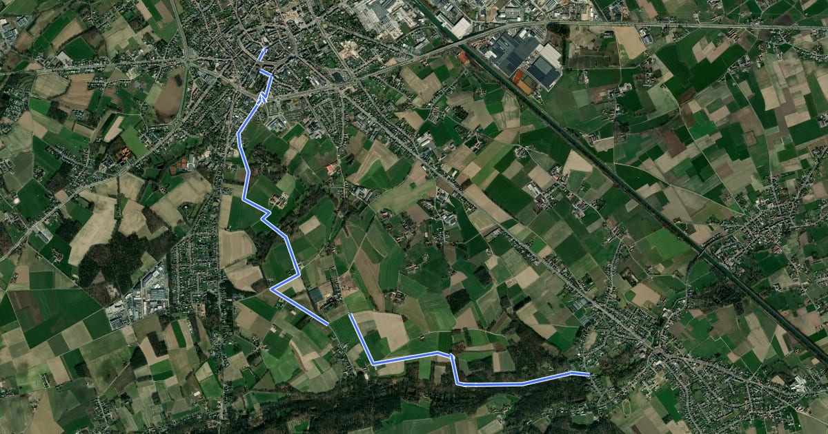 Маршрут GR 561 Kempen - Maaspad - Aanlooproute Bree на спутниковом снимке