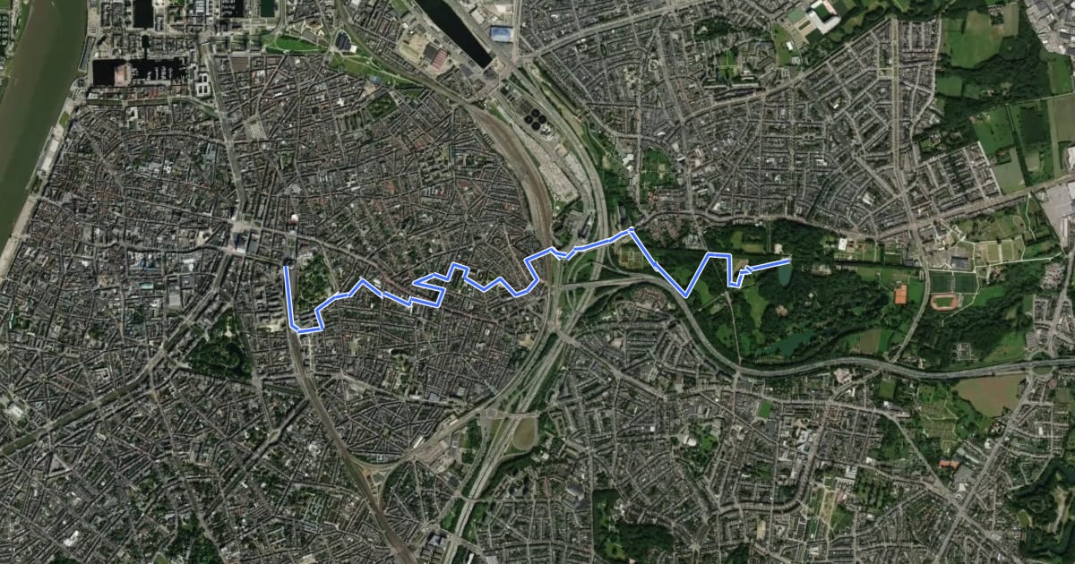 Маршрут GR 565 Sniederspad Aanlooproute station Antwerpen на спутниковом снимке