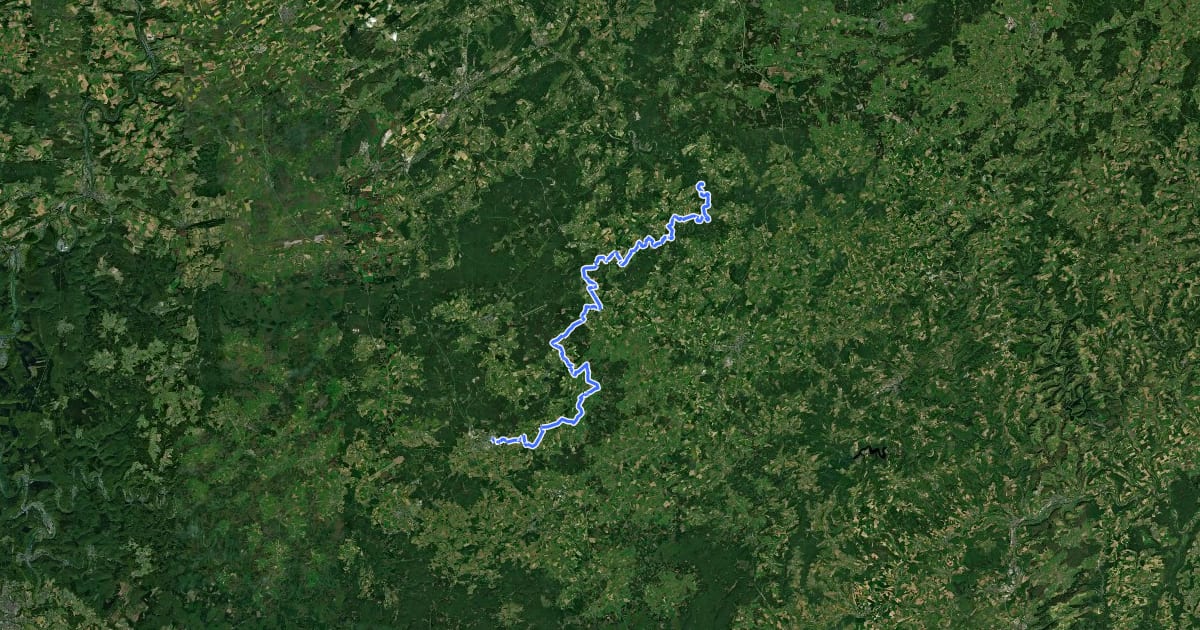 Маршрут GR 57 Sentier de l'Ourthe occidentale на спутниковом снимке