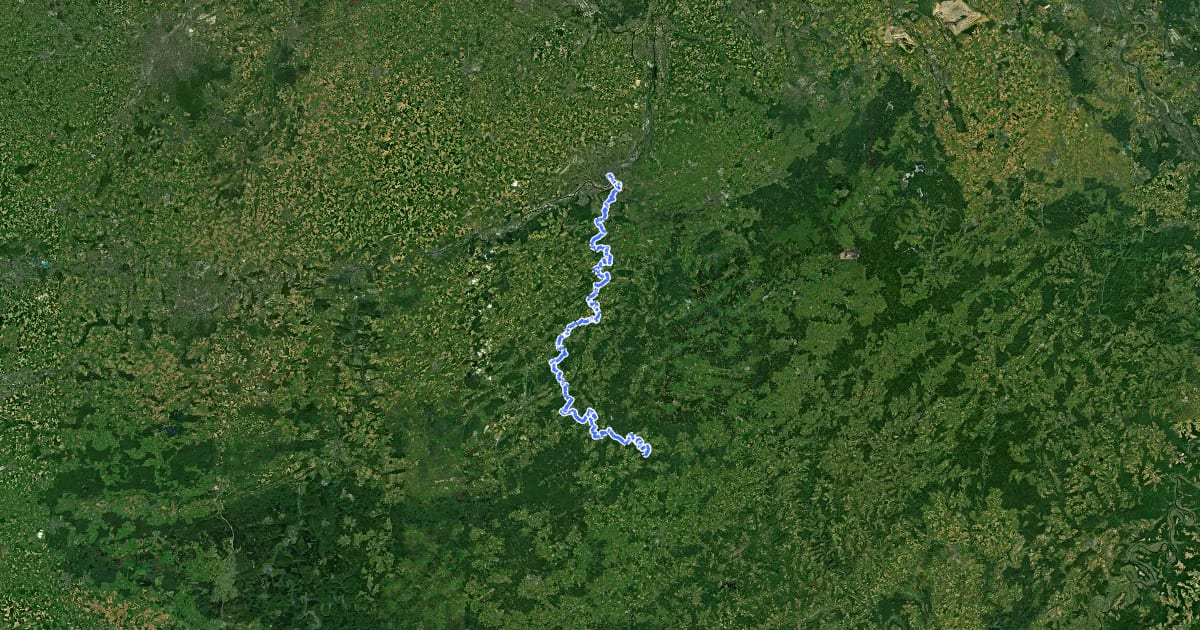 Маршрут GR 57 Sentier de l'Ourthe Parcours principal на спутниковом снимке