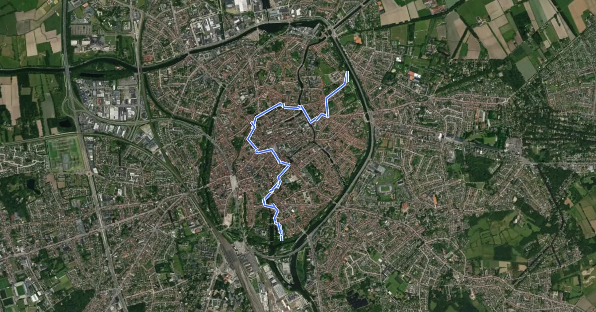 Маршрут GR 5A Wandelronde van Vlaanderen (Noord) - Variant Brugge на спутниковом снимке