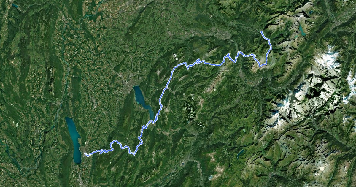 Маршрут GR 96 на спутниковом снимке