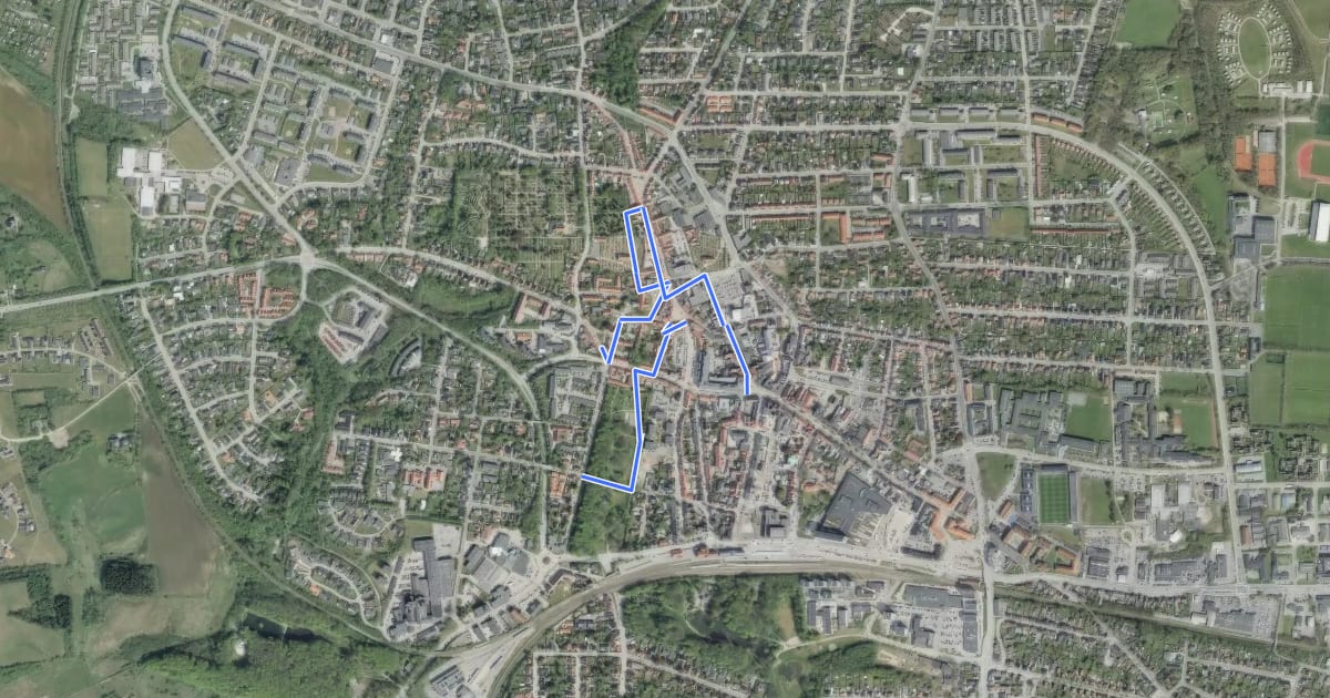 Маршрут Grøn Kløversti, Hjørring на спутниковом снимке