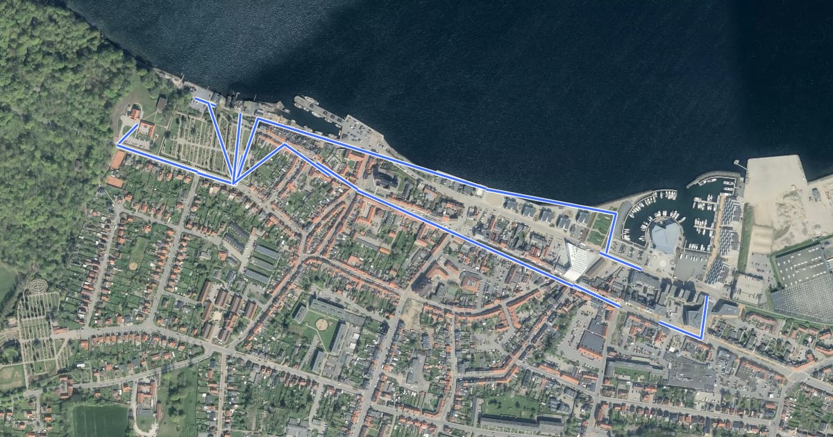 Маршрут Grøn Kløversti, Middelfart на спутниковом снимке