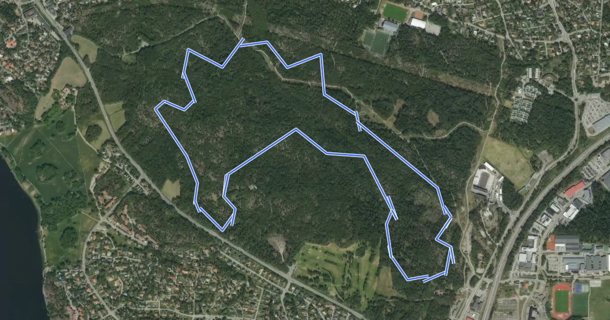 Маршрут Gröna MTB-slingan на спутниковом снимке