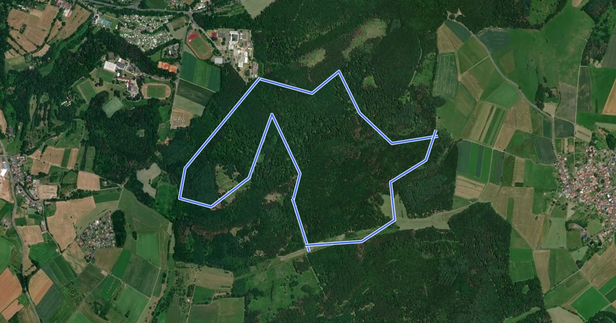 Маршрут Grünberg - Nordic 2 Raubschloß-Route на спутниковом снимке