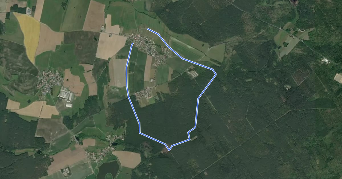 Маршрут Grüne Distanzreitroute Tauscha на спутниковом снимке