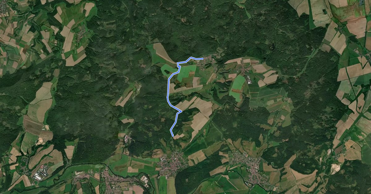 Маршрут grüner Balken Frauensee - Krayenberg на спутниковом снимке