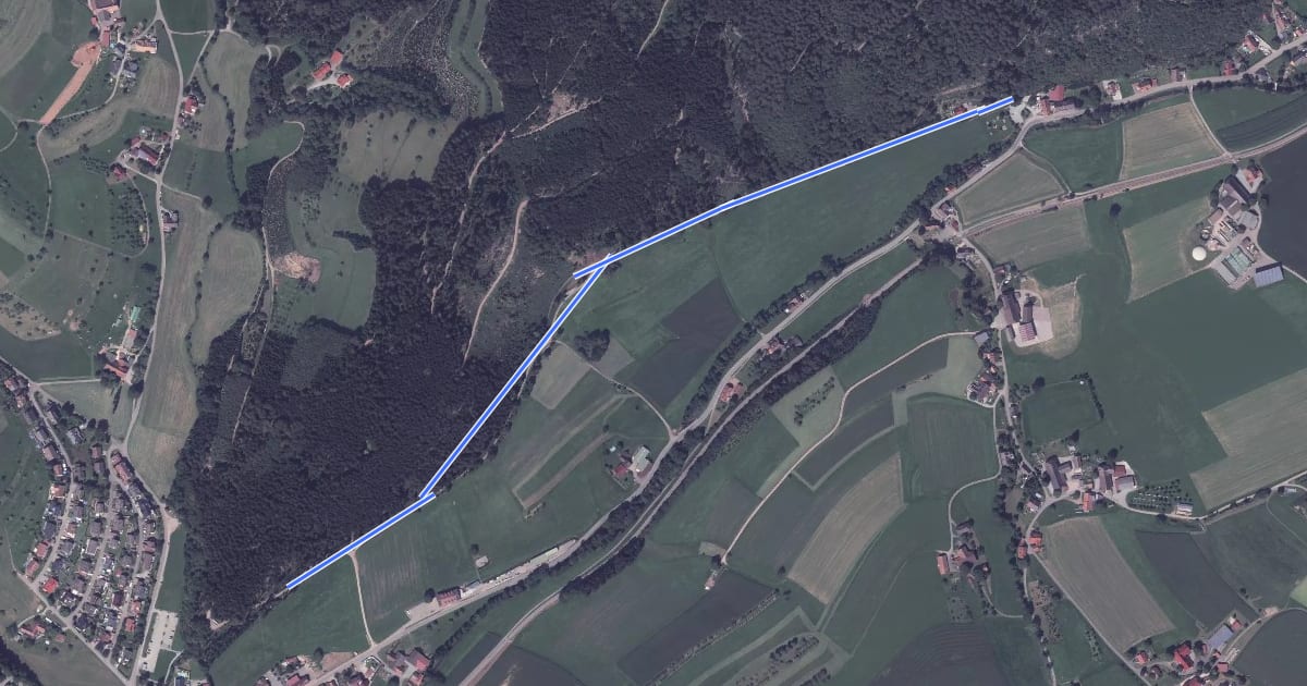 Маршрут Grüner Hof - Hochfirst на спутниковом снимке