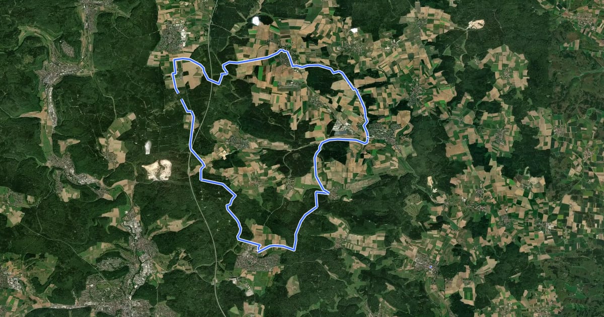 Маршрут Grüner Pfad - Härtsfeld на спутниковом снимке