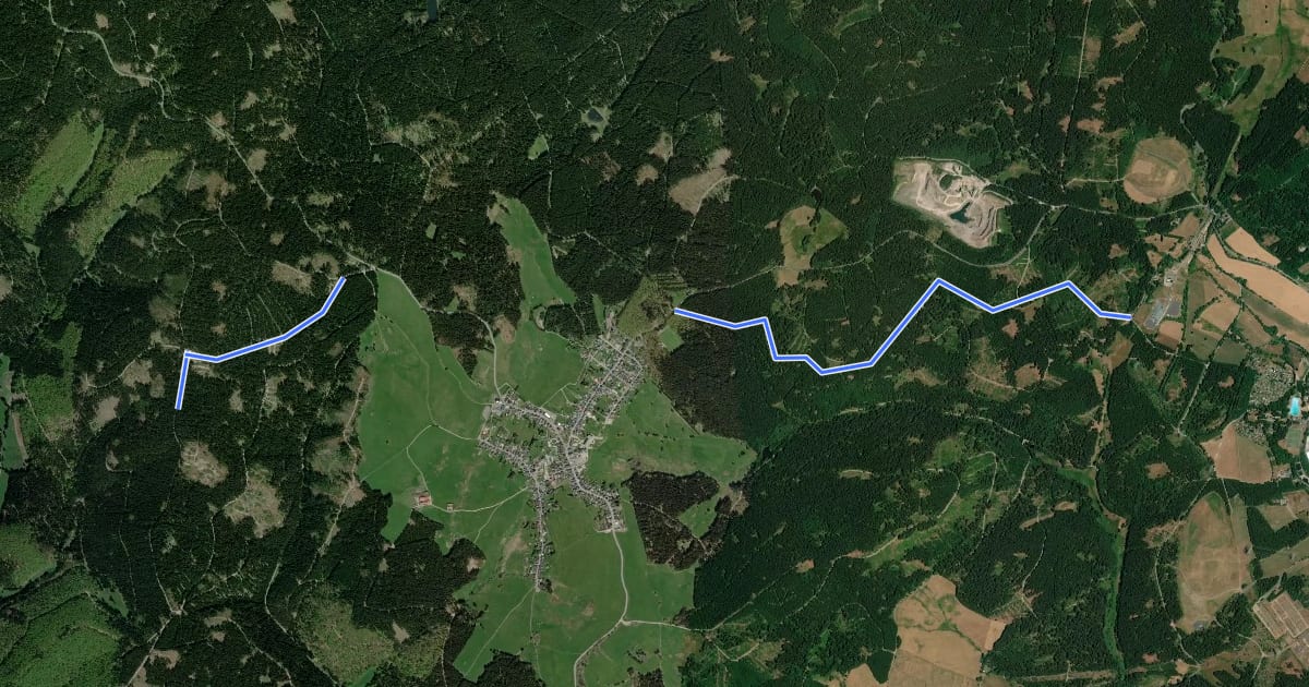 Маршрут Grüner Strich, Thüringer Wald на спутниковом снимке