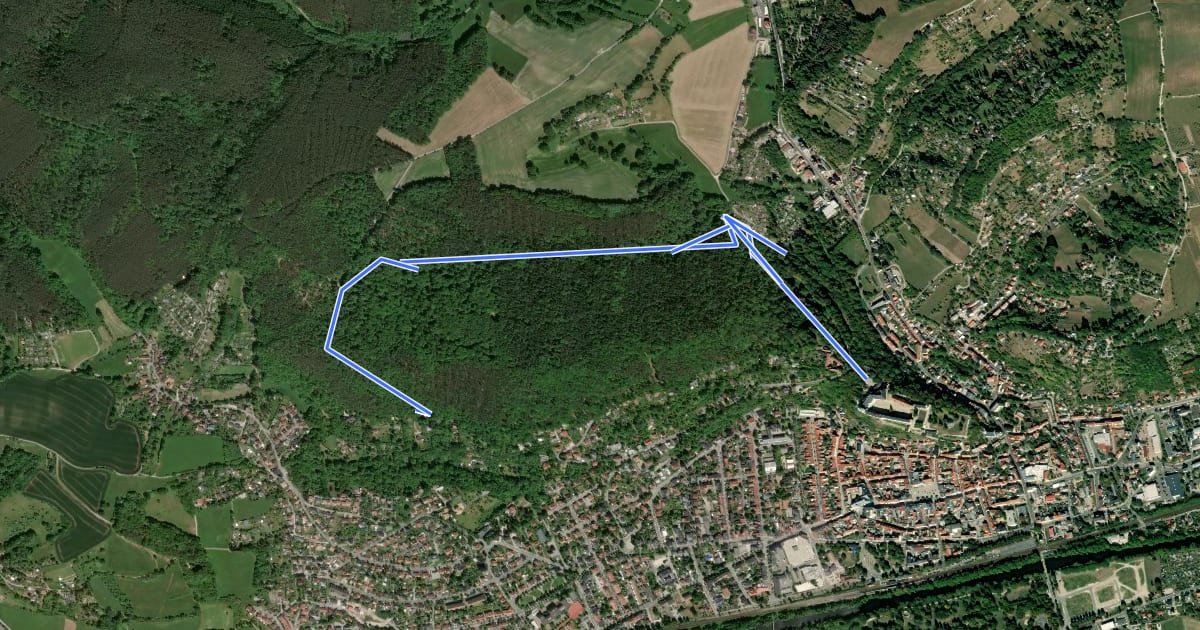 Маршрут Grünes Dreieck Rudolstadt на спутниковом снимке