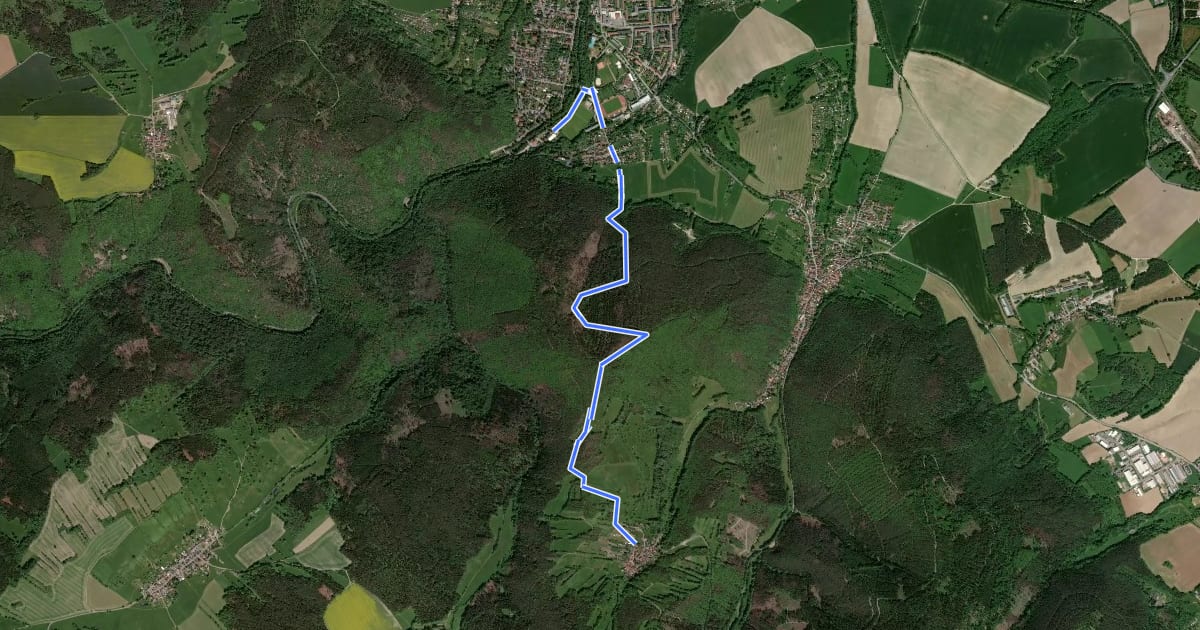 Маршрут Grünes Kreuz Bad Blankenburg - Hainberg - Oberwirbach на спутниковом снимке