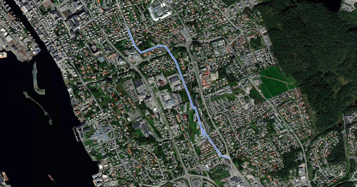 Маршрут Grønn rute Brannstasjonen на спутниковом снимке