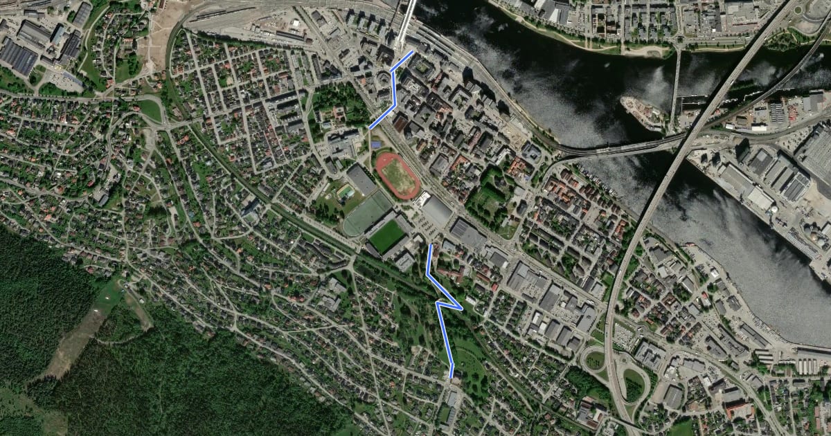 Маршрут Grønn sykkelrute, Austad gård – Marienlyst – Drammen stasjon на спутниковом снимке