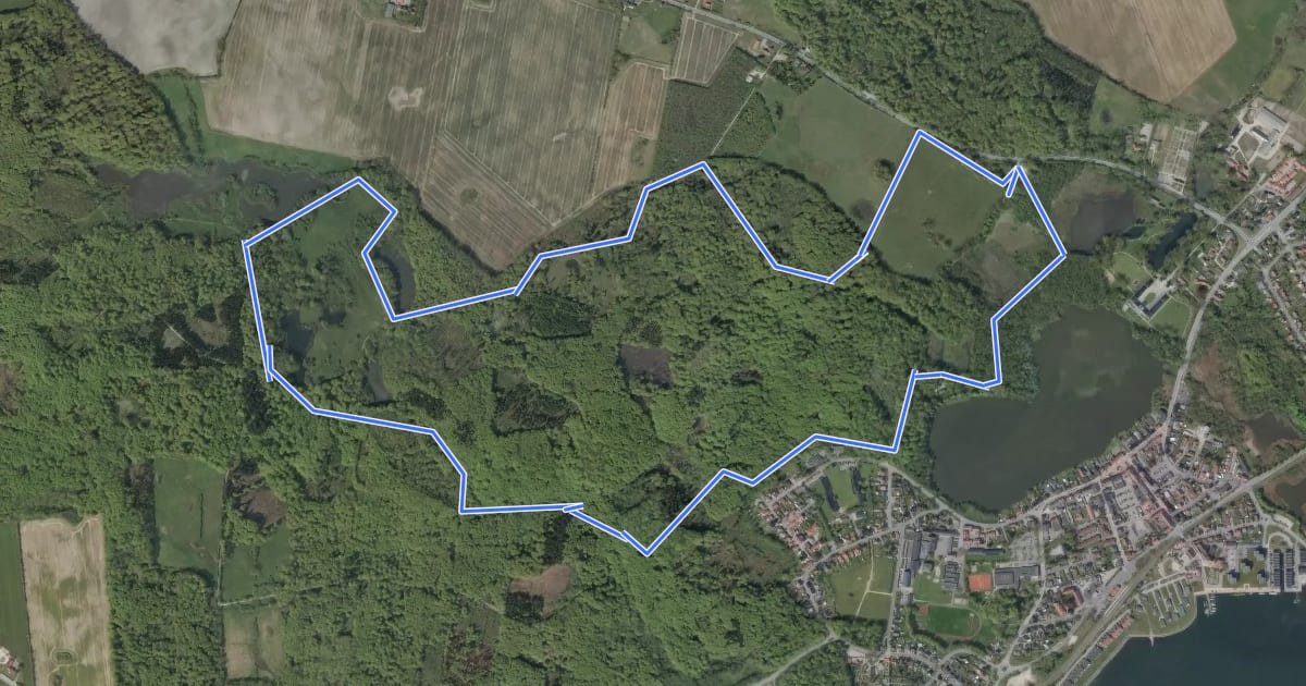 Маршрут Gråstenskovene, gul rute на спутниковом снимке