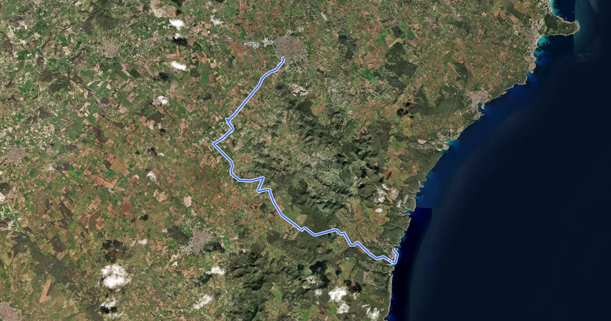 Маршрут GR226 - Ruta del Lievant Etapa 1 на спутниковом снимке
