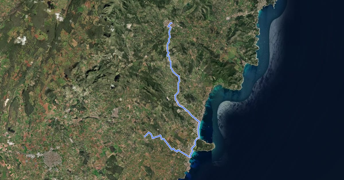 Маршрут GR226 - Ruta del Lievant Etapa 3 на спутниковом снимке