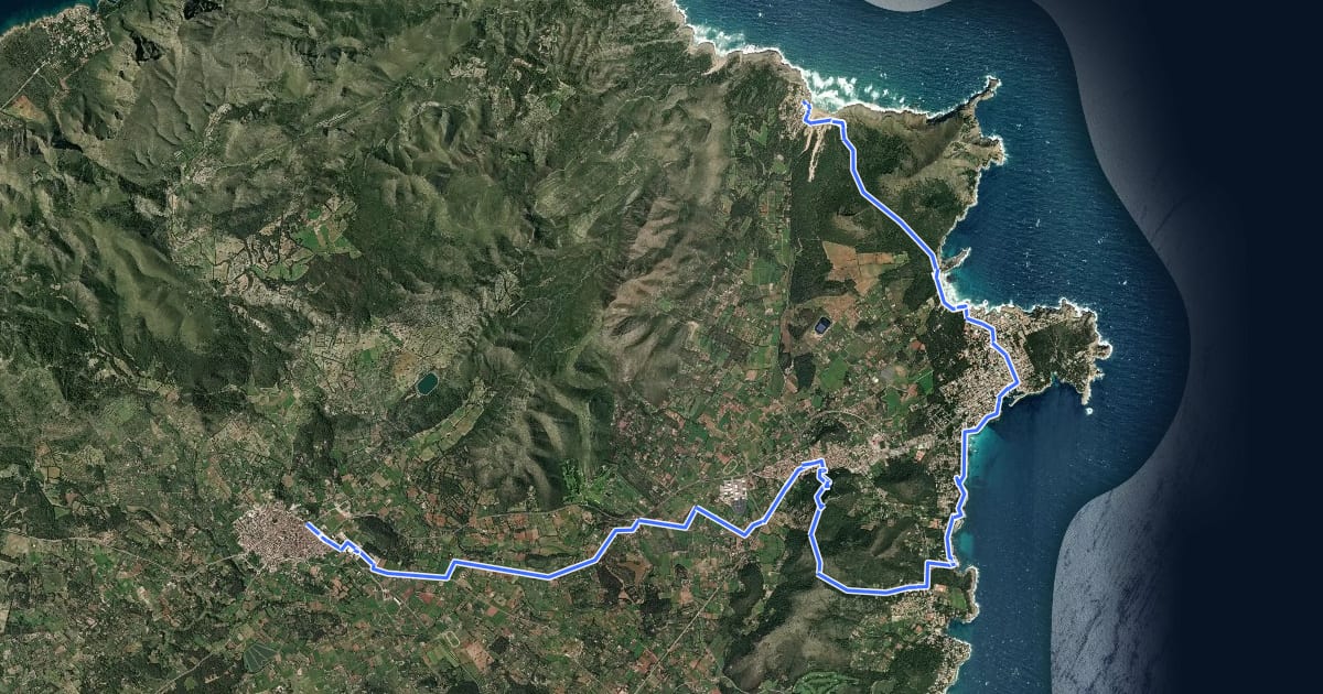 Маршрут GR226 - Ruta del Lievant Etapa 4 на спутниковом снимке