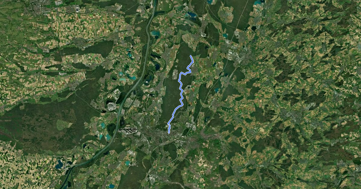 Маршрут Graf von Wiser-Weg, Karlsruhe - Friedrichstal на спутниковом снимке