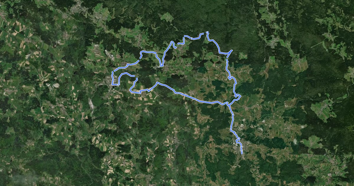 Маршрут Grafenau-Nationalpark-Runde на спутниковом снимке