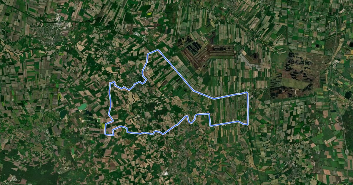 Маршрут Grafschafter Fietsentour, Rundroute 10 на спутниковом снимке