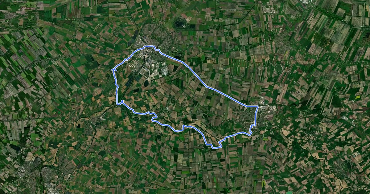 Маршрут Grafschafter Fietsentour, Rundroute 12 на спутниковом снимке