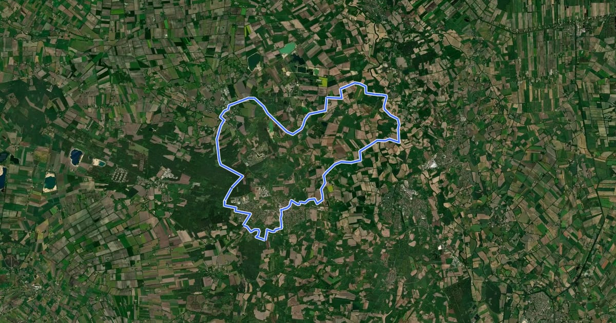 Маршрут Grafschafter Fietsentour, Rundroute 14 на спутниковом снимке
