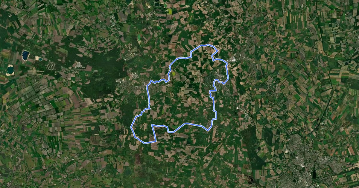 Маршрут Grafschafter Fietsentour, Rundroute 15 на спутниковом снимке