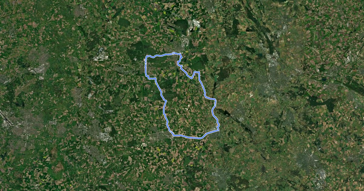 Маршрут Grafschafter Fietsentour, Rundroute 22 на спутниковом снимке