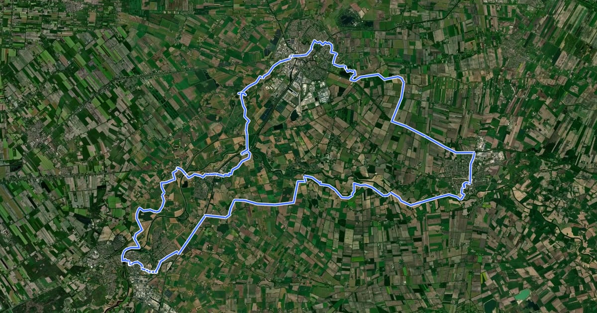 Маршрут Grafschafter Fietsentour, Rundroute 25 на спутниковом снимке