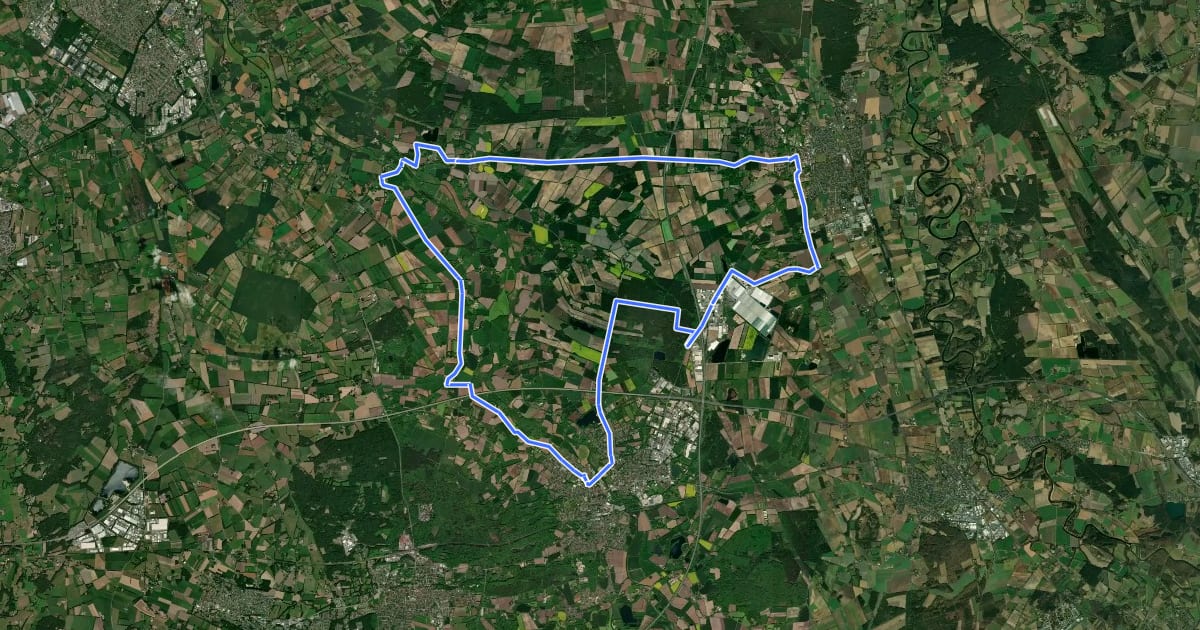 Маршрут Grafschafter Fietsentour, Rundroute 4 на спутниковом снимке
