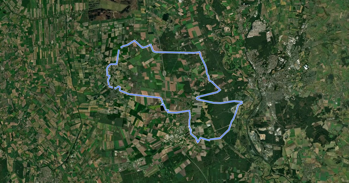 Маршрут Grafschafter Fietsentour, Rundroute 8 на спутниковом снимке