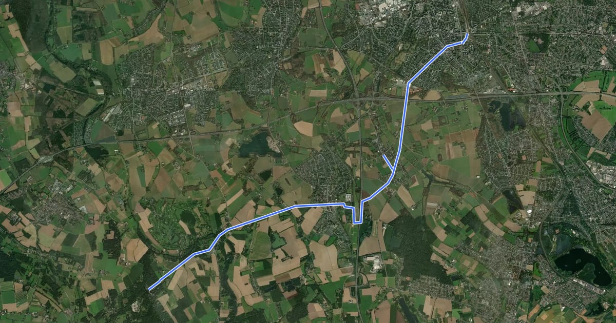 Маршрут Grafschafter Rad- und Wanderweg Krefeld Neukirchen-Vluyn Moers на спутниковом снимке