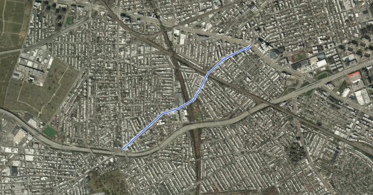 Маршрут Grand Avenue на спутниковом снимке