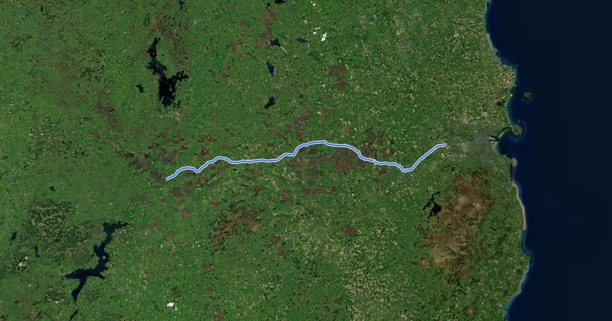 Маршрут Grand Canal Way на спутниковом снимке