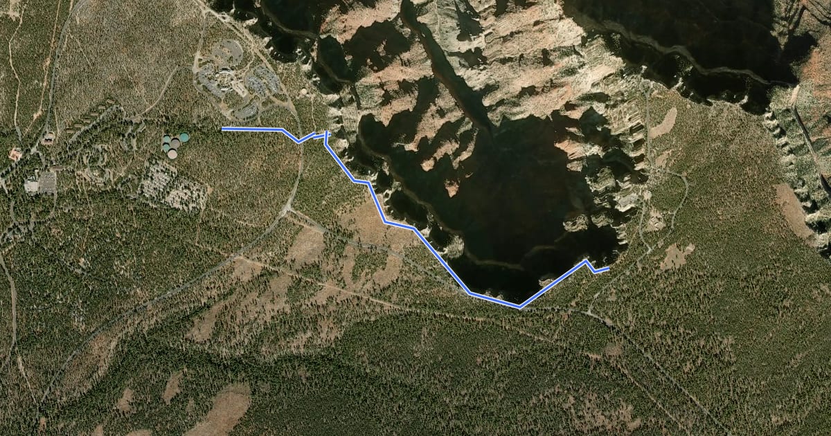 Маршрут Grand Canyon East Rim Drive Path на спутниковом снимке