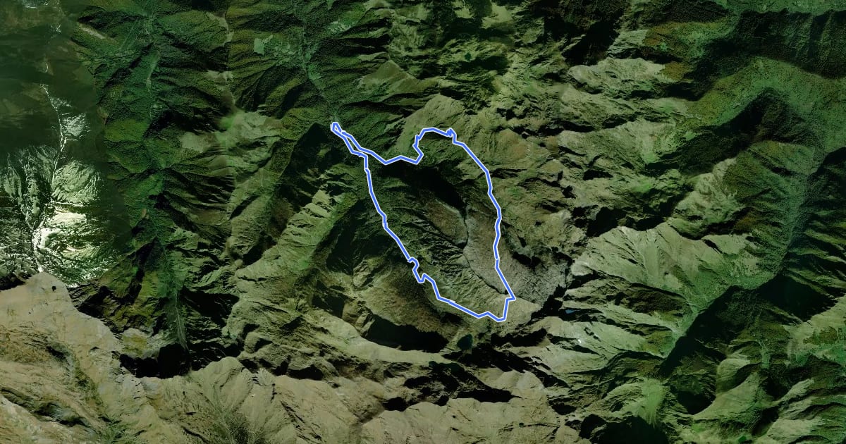 Маршрут Grand circuit dans la Réserve Naturelle du Mont Valier на спутниковом снимке