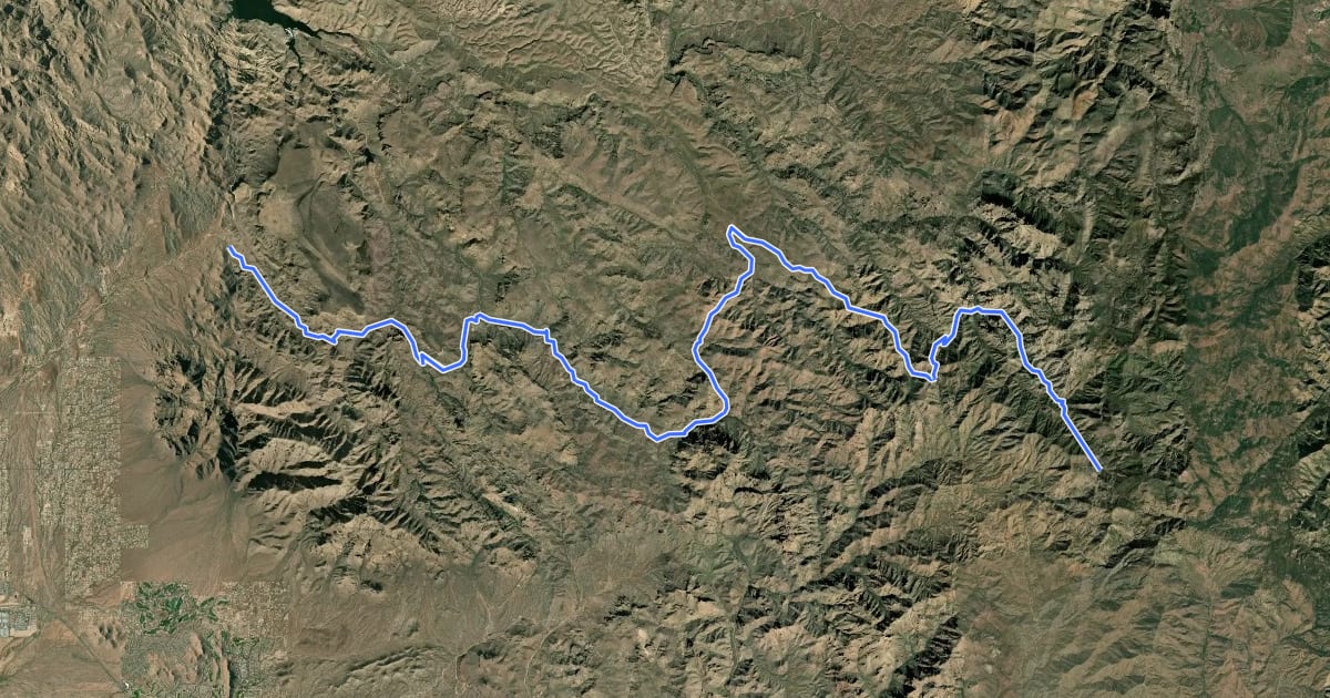 Маршрут Grand Enchantment Trail Segment 1: Superstition Wilderness на спутниковом снимке