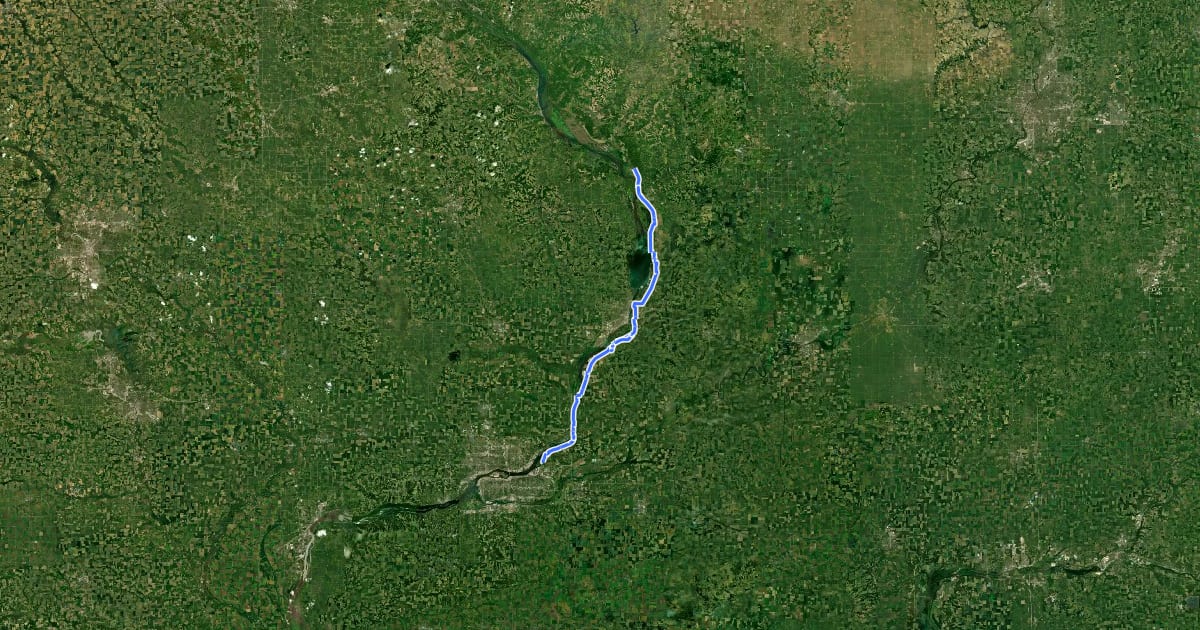 Маршрут Grand Illinois Trail - East Moline to Mississippi Palisades State Park на спутниковом снимке