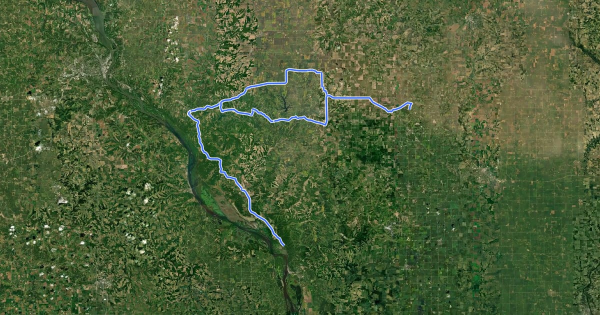 Маршрут Grand Illinois Trail - Mississippi Palisades State Park to Lake Le-Aqua-Na State Park на спутниковом снимке