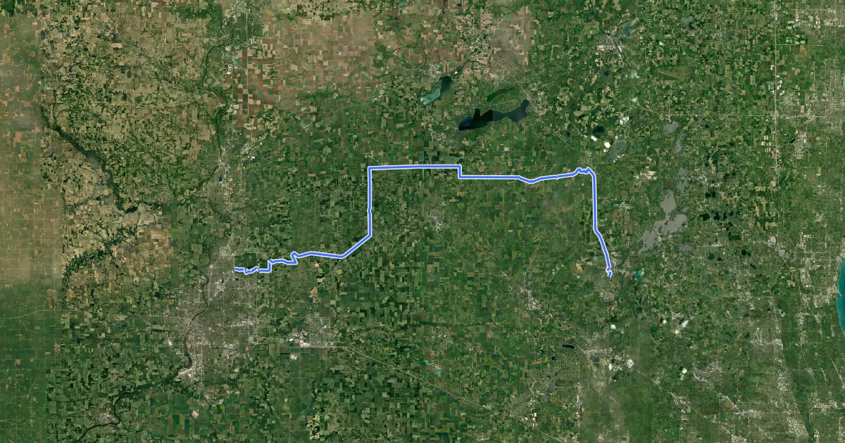 Маршрут Grand Illinois Trail - Rock Cut State Park to McHenry на спутниковом снимке